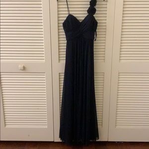 Dark navy blue floor length dress